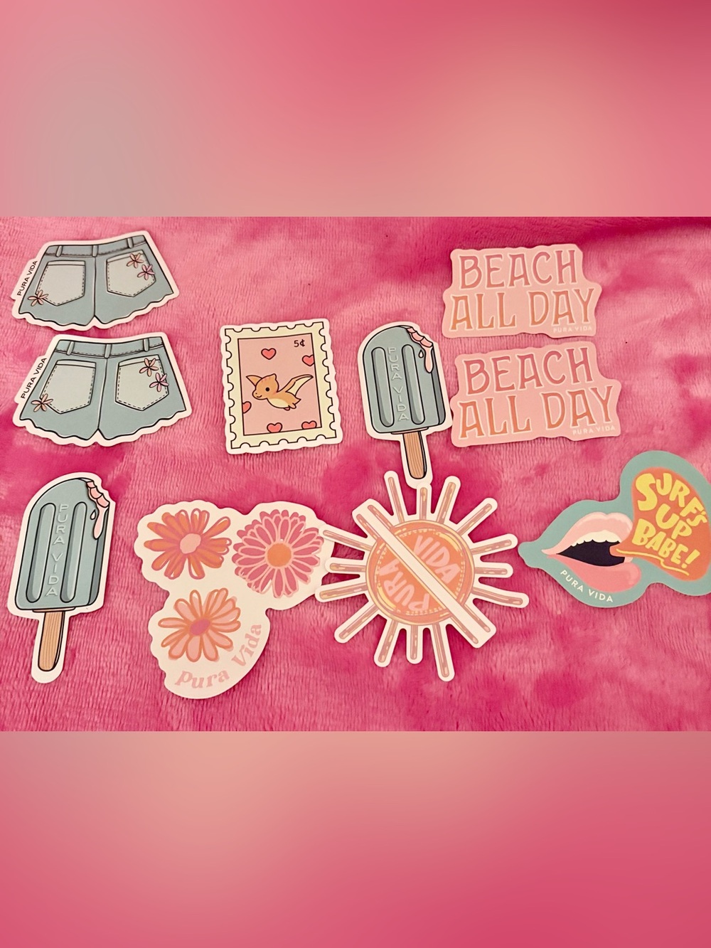 Pura Vida Pink Floral & Summer Sticker Set